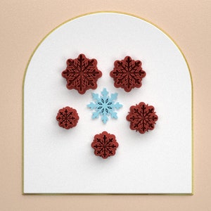 Christmas Snowflake Polymer Clay Cutters / Digital STL File / 5 Sizes / 2 Cutting Versions