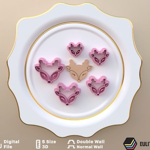 Christmas Deer Polymer Clay Cutters / Digital STL File / 5 Sizes / 2 Cutting Versions