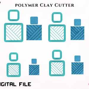 Polymer Clay Cutter *4 Sizes 2 cut versions/square line art/Digital .STL File * File For Use In A 3D Printer