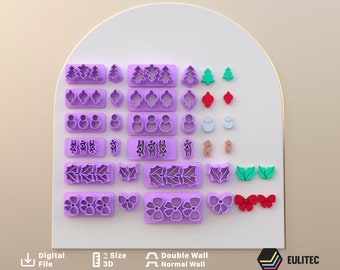 Cutter & Multi cutter *2 size/christmas studs polymer clay/ 2 version cut/Digital .STL File * File For Use In A 3D Printer