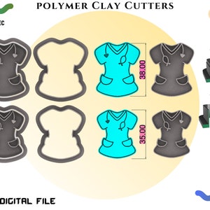 Polymer Clay Cutter *2 Sizes 2 cut versions/Nurse/Digital .STL File * File For Use In A 3D Printer