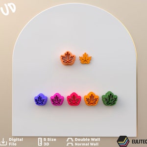 Ohrstecker Ahornblatt Polymer Clay/ 5 Größe 2 Version geschnitten/Digital .STL-Datei * Datei zur Verwendung in einem 3D-Drucker