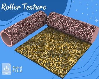 Digital STL File Roller Texture /Polymer Clay / hand roller PLANTS & FLOWERS