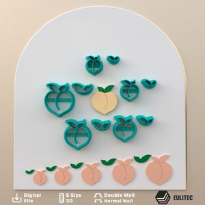 Polymer clay cutter to make Peach in 5 sizes and 2 cut versions/Digital .STL File * File For Use In A 3D Printer