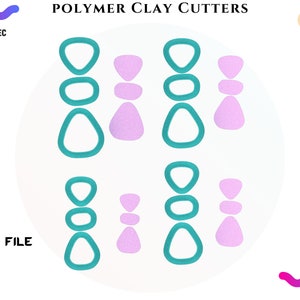 Polymeer Clay Cutter/3 steentjes in 4 maten/digitaal. STL-bestand * bestand voor gebruik in een 3D-printer