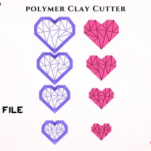 Polymer Clay Cutters/Heart Origami/ Digital .STL File * 4 Size File For Use In A 3D Printer
