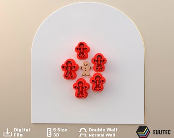 Polymer clay cutter to make Magnificent Stud Gingerbread man 5 sizes and 2 cut versions/Digital .STL File * File For Use In A 3D Printer