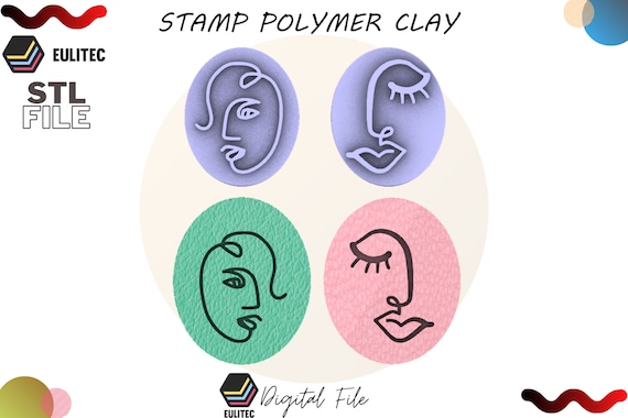 STL file Polymer clay stamps/Female face stamps for polymer clay