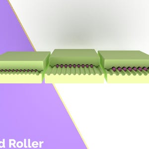 May include: A 3D illustration of a bead roller. Three green blocks with a wavy surface are shown. The middle block has a row of purple beads rolling across the surface. The text "Bead Roller" is at the bottom of the image.