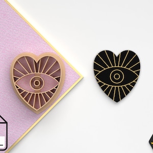 Digital .STL Polymer Clay Cutter Magic Turkish eye heart *5 Size 3 Version Cut/Magic-Esoteric-Mystical/File For Use In A 3D Printer