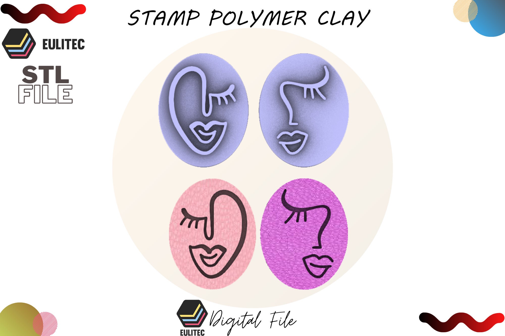 STL file Polymer clay stamps/Female face stamps for polymer clay 💍・Design  to download and 3D print・Cults