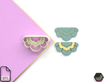 Digital .Stl Polymer Clay Cutter - Model Scallop DC232 (6 Sizes, 3 Version Cut) - Scallop - File for Use in a 3D Printer