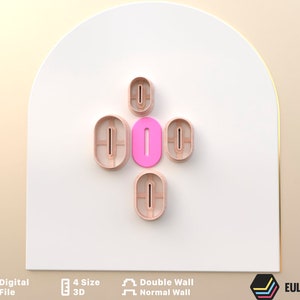 Polymer clay cutter Oval chain in 4 sizes and 2 cut version/geometric earrings/STL DIGITAL DOWNLOAD