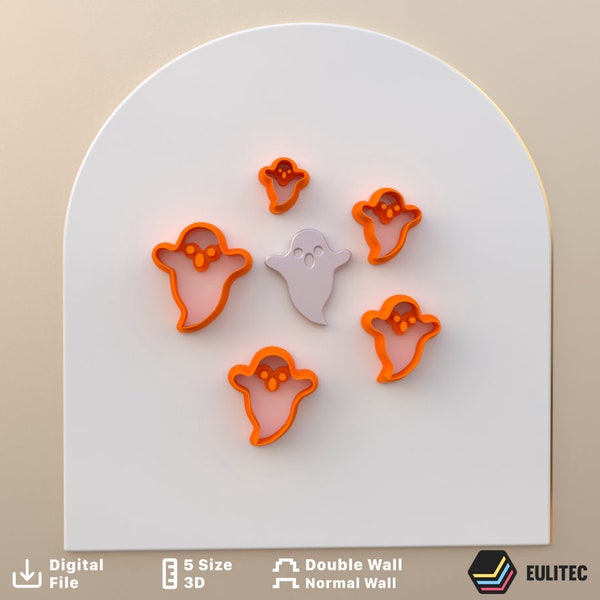 Polymer clay cutter to make little ghost *5 size 2 version cut/Digital .STL File * File For Use In A 3D Printer