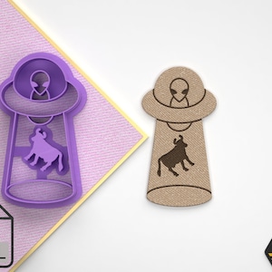 Digital .STL  polymer clay cutter UFO/OVNI/alien abduction in 5 sizes and 3 cut version/Mystic earrings/File For Use In A 3D Printer