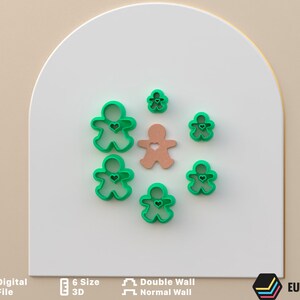 Polymer clay cutter to make Magnificent Gingerbread man 6 sizes and 2 cut versions/Digital .STL File * File For Use In A 3D Printer