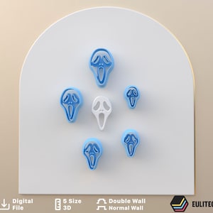 Polymer clay cutter to make Scream *5 size 2 version cut/Digital .STL File * File For Use In A 3D Printer