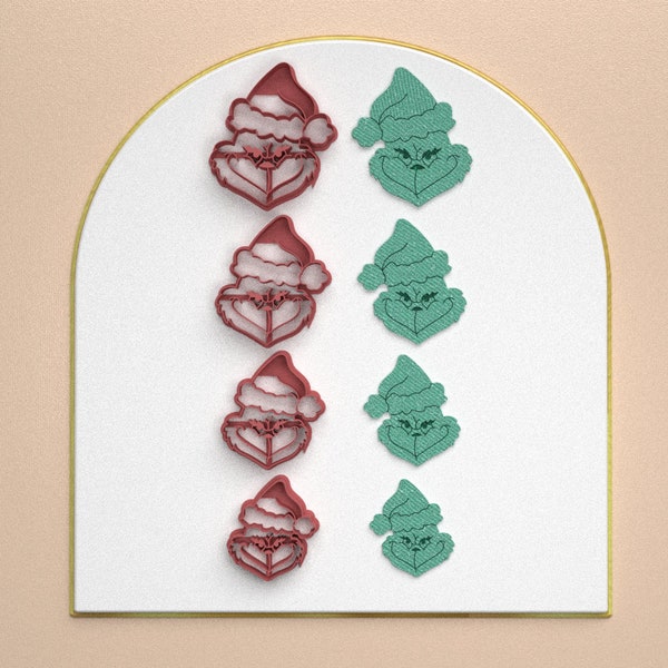 Christmas Cookie Cutter SANTA GRINCH Cutters / Digital STL File / 4 Sizes / 2 Cutting Versions