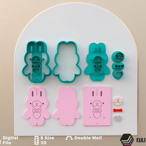 Polymer Clay Cutters Rabbit-shaped mobile pendant *5 size/Digital .STL File * File For Use In A 3D Printer