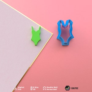 Polymer Clay Cutter /Lady&#39;s swimsuit, there are 5 sizes and 2 cut versions/Digital .STL File * File For Use In A 3D Printer