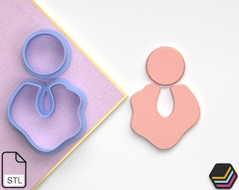 Polymer Clay Cutters/ Earrings Organic shaped clay cutter/ Digital .STL File