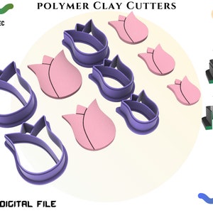 Polymer Clay Cutter *5 Sizes 2 Version Cut/Tulip/Digital .STL File * File For Use In A 3D Printer