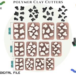 Polymer Clay Cutter /4 different cow cutter designs *3 Sizes /Digital .STL File * File For Use In A 3D Printer