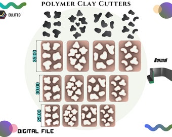 Coupe-argile polymère /4 modèles différents de coupe-vache *3 tailles /Fichier numérique .STL * Fichier à utiliser dans une imprimante 3D