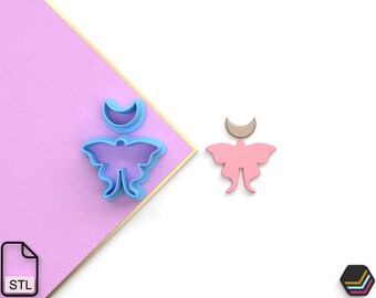 Digital .STL Polymer Clay Cutter Moon Butterfly*5 Size 3 Version Cut/Animal Insect/File For Use In A 3D Printer