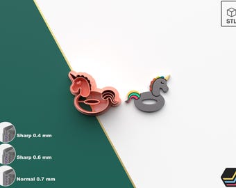 Polymer Clay Cutters Unicorn Pool Float | 6 Size 3 Cutter Versions | Summer cutters | Digital Files for 3D Printing