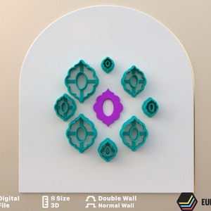 Polymer Clay Cutter 8 Sizes 2 Version Cut/Moroccan/Digital .STL File * File For Use In A 3D Printer