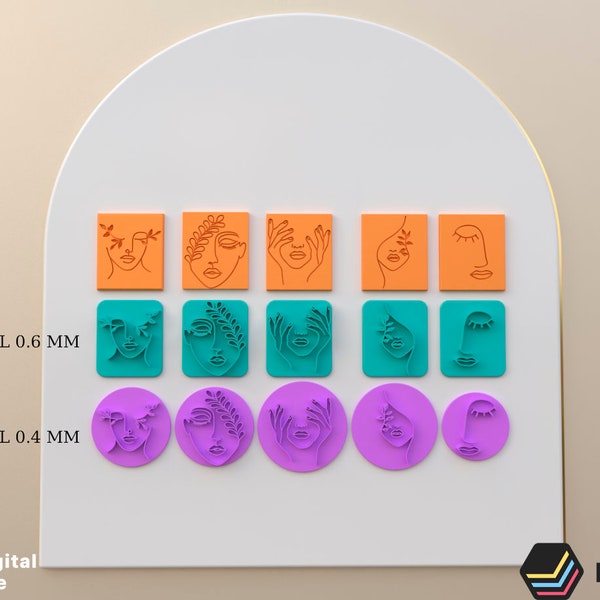 Timbre en argile polymère visage de femme / Fichier STL numérique *5 Modèle