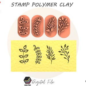 Polymer Clay Stamp /Plants stamp leaf and leaves/ Digital STL File * 4 Model
