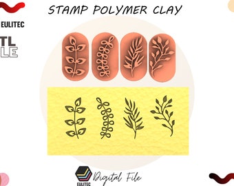 Polymer Clay Stamp /Plants stamp leaf and leaves/ Digital STL File * 4 Model