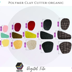 Polymer Clay Cutters/ Organic shaped clay cutter/ Digital .STL File * 5 Size