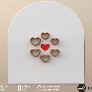 Polymer clay cutter to make Studs love heart shapes in 6 sizes and 2 cutting versions / Digital File .STL * File to use in a 3D printer