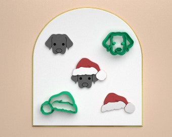 Christmas Dog Hat Polymer Clay Cutters / Digital STL File / 4 Sizes / 2 Cutting Versions