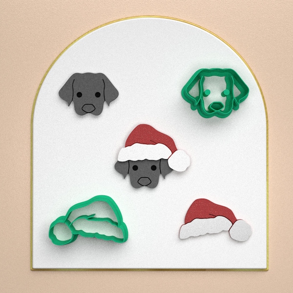 Christmas Dog Hat Polymer Clay Cutters / Digital STL File / 4 Sizes / 2 Cutting Versions