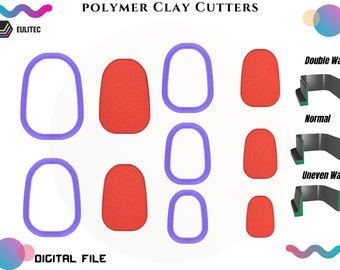 Polymer Clay Cutter *5 Sizes 3 cut versions/Rectangle oval/Digital .STL File * File For Use In A 3D Printer