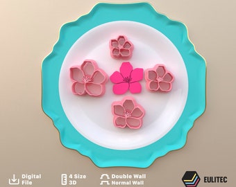 Polymer clay cutter to make Flower *4 size 2 version cut/Digital .STL File * File For Use In A 3D Printer