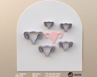 Polymer clay cutter to make female womb-uterus*5 size 2 version cut/Digital .STL File * File For Use In A 3D Printer