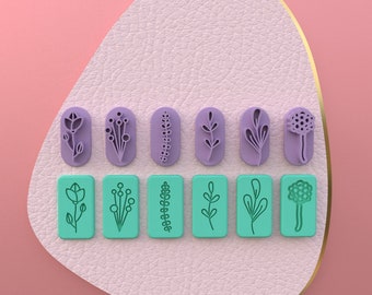 Polymer Clay Stamp * 6 Model *3 size/Plants and Flower/ Digital STL File