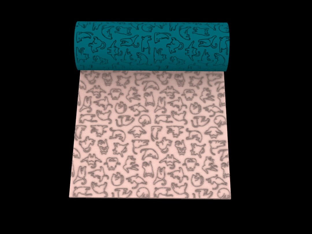 Roll Cat Texture Roller Texture Polymer Clay *only Resin Print/cats Figures Texture ...