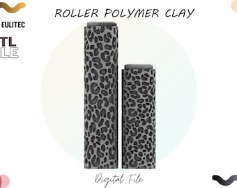 Polymer Clay /2 hand roller with leather shapes/ Digital STL File
