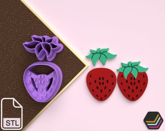 Digital .STL Polymer Clay Cutter Strawberry *4 Size *2 version cut /Fruits Polymer Clay/File For Use In A 3D Printer
