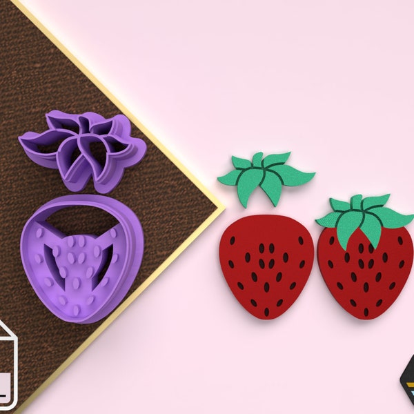 Digital .STL Polymer Clay Cutter  Strawberry *4 Size *2 version cut /Fruits Polymer Clay/File For Use In A 3D Printer