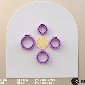 Embroidery Cricle Polymer Clay Cutters / Digital STL File / 4 Sizes / 2 Cutting Versions
