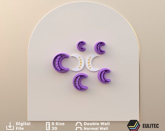 Polymer Clay Cutter *5 Sizes /Moon of Phases/Digital .STL File * File For Use In A 3D Printer