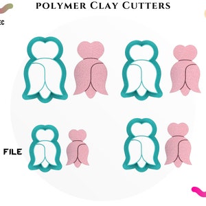 Polymer Clay Cutter *3 Sizes/TULIP HEART/Digital .STL File * File For Use In A 3D Printer
