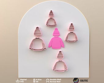 Polymer clay cutter *4 size 2 version cut/sweater and hat/STL DIGITAL DOWNLOAD